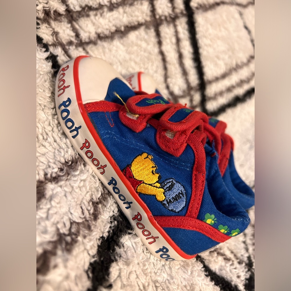 Disney Kids Sneakers in Blue and Red with Pooh Embroidery